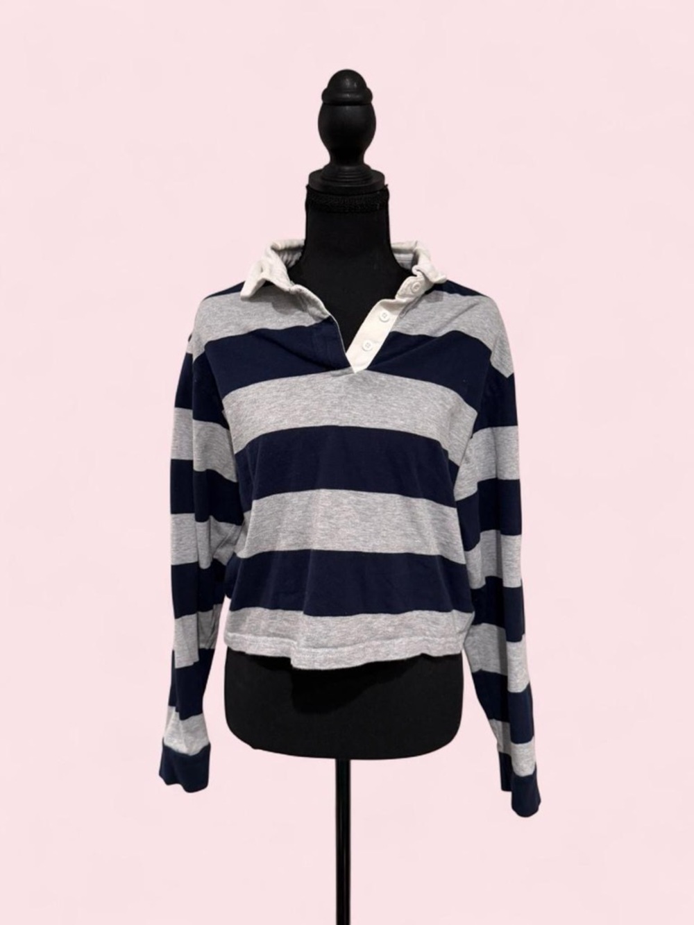 Brandy Melville Navy & White Striped Top